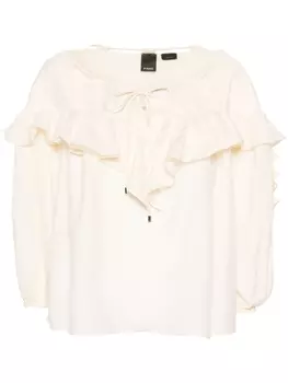 Блузка с кулиской и оборками PINKO, бежевый