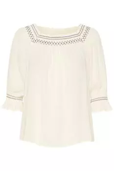 Блузка с квадратным вырезом и короткими рукавами Bea Cream, белый
