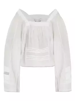 Блузка с квадратным вырезом и складками MUNTHE, белый