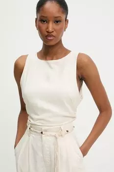 Блузка с льном Answear.Lab, бежевый