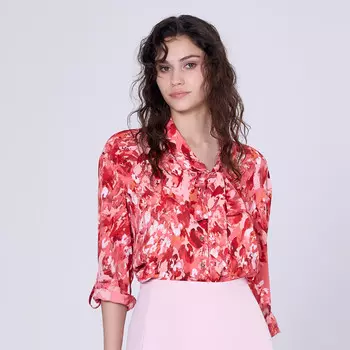 Блузка с лавальером и абстрактной отделкой Smart And Joy, розовый