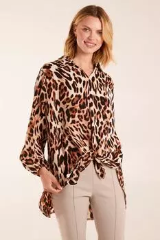 Блузка с леопардовым принтом Blue Vanilla, бежевый