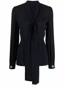 Блузка с логотипом и бантом Dolce & Gabbana, черный