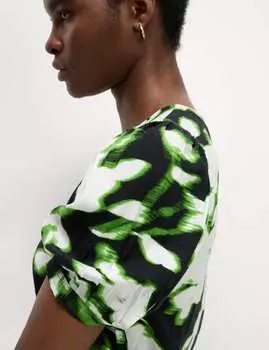 Блузка с набивным рисунком и рукавами-фонариками Marks & Spencer, разноцветный