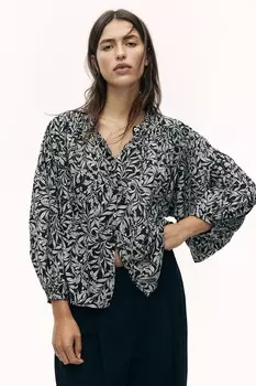 Блузка с объемными рукавами H&M, черный