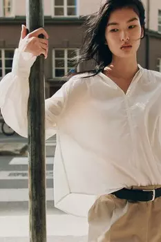 Блузка с объемными рукавами H&M, белый