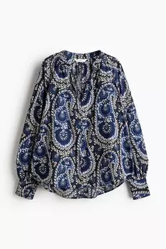 Блузка с объемными рукавами H&M, синий