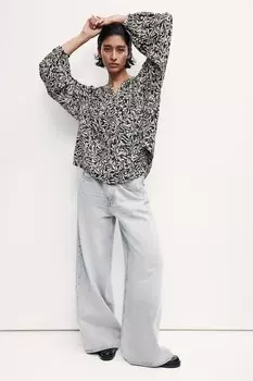 Блузка с объемными рукавами H&M, черный