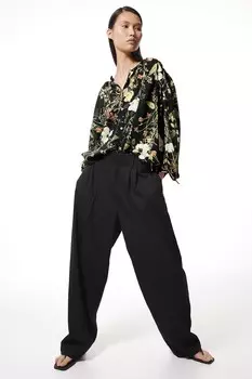 Блузка с объемными рукавами H&M, черный