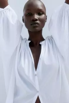 Блузка с объемными рукавами H&M, белый