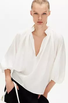 Блузка с объемными рукавами H&M, белый