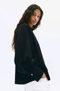 Блузка с объемными рукавами H&M, черный