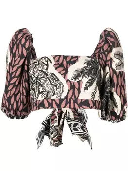 Блузка с объемными рукавами и графичным принтом Johanna Ortiz, черный