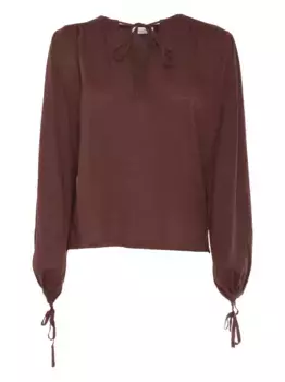 Блузка с объемными рукавами и завязками Ballantyne, коричневый