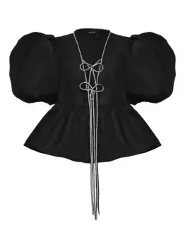 Блузка с объемными рукавами и завязками ANOUKI, черный