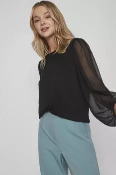 Блузка с объемными рукавами Vila, черный