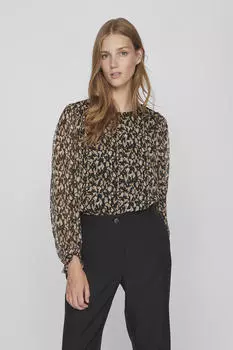 Блузка с объемными рукавами Vila, коричневый