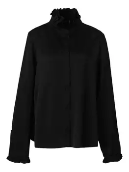 Блузка с оборчатым воротником Jil Sander, черный