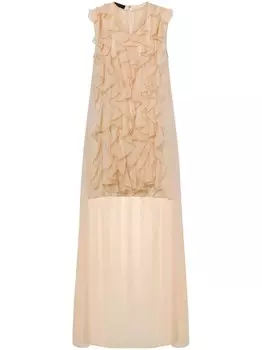 Блузка с оборками Alberta Ferretti, нейтральный цвет