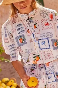 Блузка с оборками Elle Joules, мультиколор