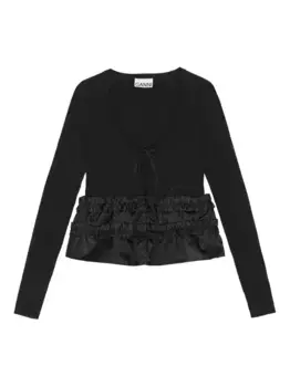 Блузка с оборками GANNI, черный