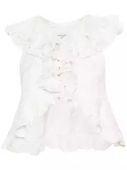 Блузка с оборками и цветочным узором Philosophy Di Lorenzo Serafini, нейтральный