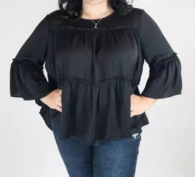Блузка с оборками и пышными формами черного цвета eesome