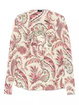 Блузка с оборками и узором пейсли ETRO, нейтральный