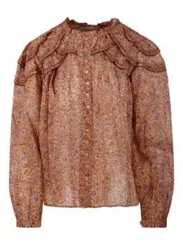 Блузка с оборками и узором пейсли MARANT TOILE, оранжевый