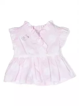 Блузка с оборками и узором в горох Monnalisa, розовый