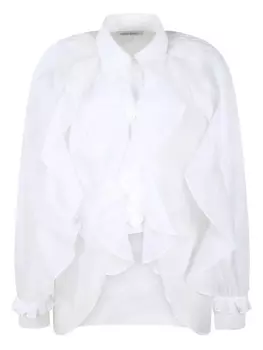 Блузка с оборками на рукавах Alberta Ferretti, белый