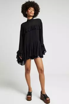 Блузка с оборками River Island, черный
