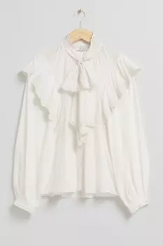 Блузка с оборками с волнистым краем & Other Stories, белый