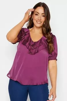 Блузка с оборками спереди M&Co, фиолетовый