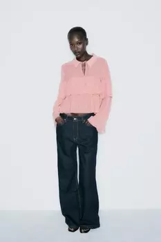 Блузка с оборками ZARA, цвет marsala