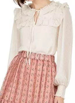 Блузка с отделкой оборками цвета слоновой кости Joy Joy