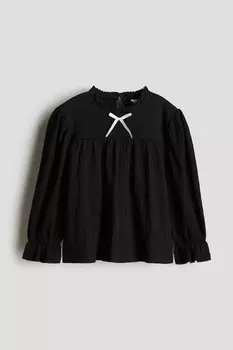 Блузка с отделкой пико H&M, черный