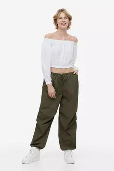 Блузка с открытыми плечами H&M, белый