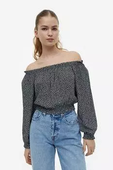 Блузка с открытыми плечами H&M, черный