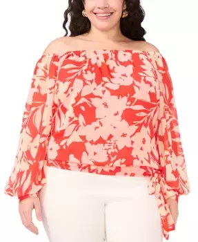 Блузка с открытыми плечами и длинными рукавами больших размеров Vince Camuto, красный