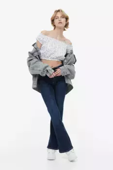 Блузка с открытыми плечами и воланами H&M, белый