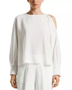 Блузка с открытыми плечами из смесового шелка Peserico, коричневый/бежевый