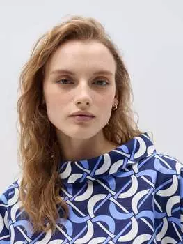 Блузка с отложным воротником и узором Hybrid, цвет white/blue