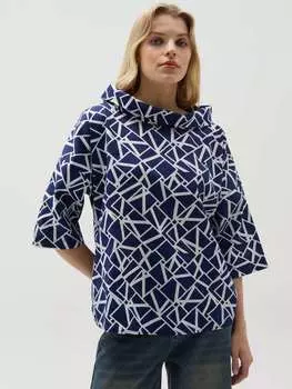 Блузка с отложным воротником и узором Hybrid, цвет white/blue