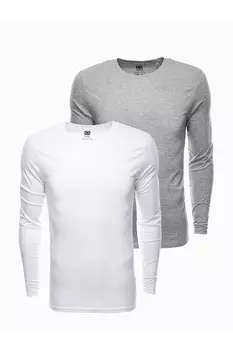 Блузка с овальным вырезом – 2 шт OMBRE, белый, серый меланж