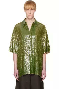 Блузка с пайетками Dries Van Noten, хаки