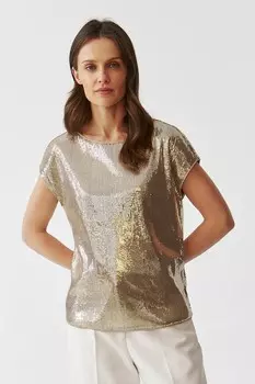 Блузка с пайетками и короткими рукавами Tatuum, желтый
