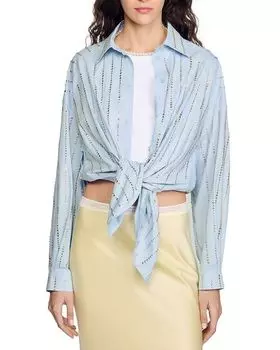 Блузка с пайетками Sandro, синий