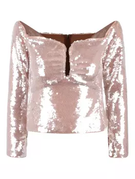 Блузка с пайетками Self-Portrait, розовый