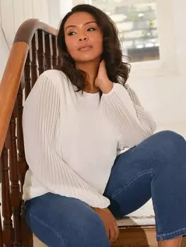 Блузка с плиссированными рукавами Live Unlimited Curve, цвет слоновой кости